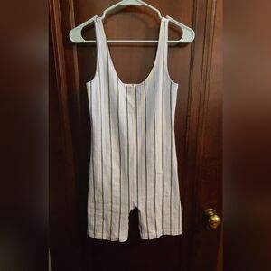 Urban Outfitters Striped Jumpsuit - White and Blue